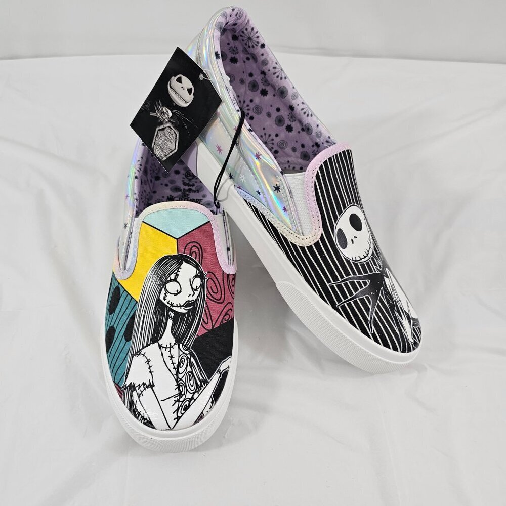 Disney The Nightmare Before Christmas Jack and Sally Slip-on Sneakers NWT - Picture 15 of 16